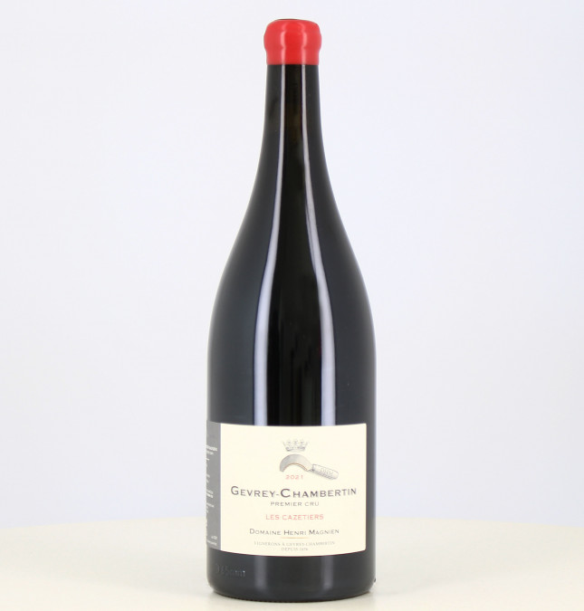 Magnum di vino rosso Gevrey Chambertin 1er cru Cazetiers 2021 Henri Magnien. 