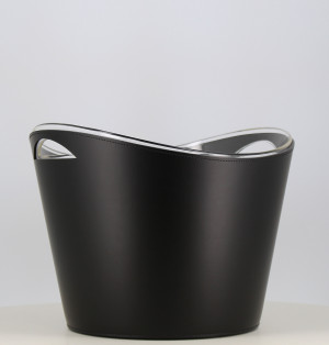 Cortina black champagne basin in Rudi recycled leather