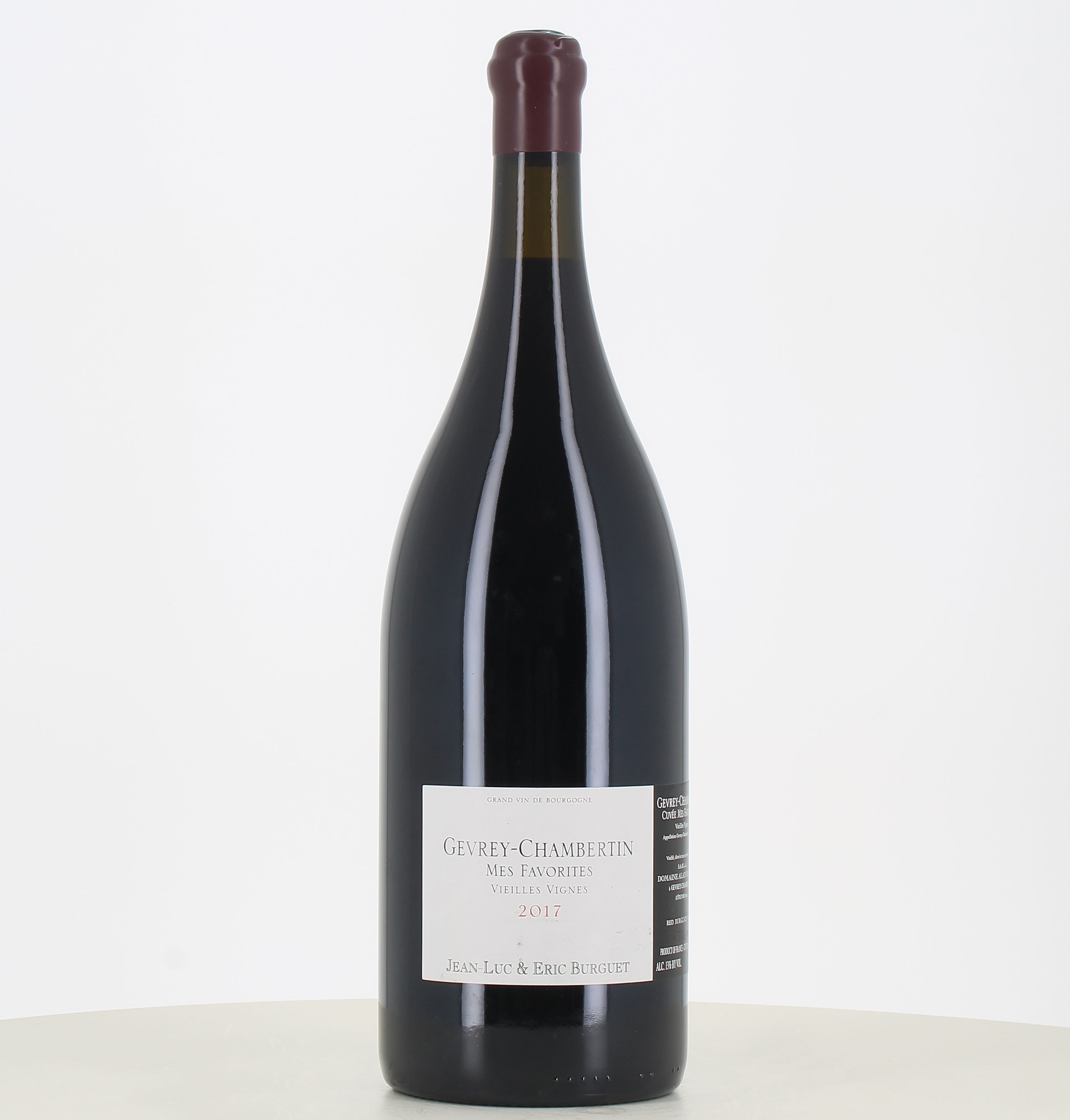 Jéroboam di vino rosso Gevrey Chambertin cuvée Mes Favorites vecchie viti 2017 dell'azienda Burguet. 