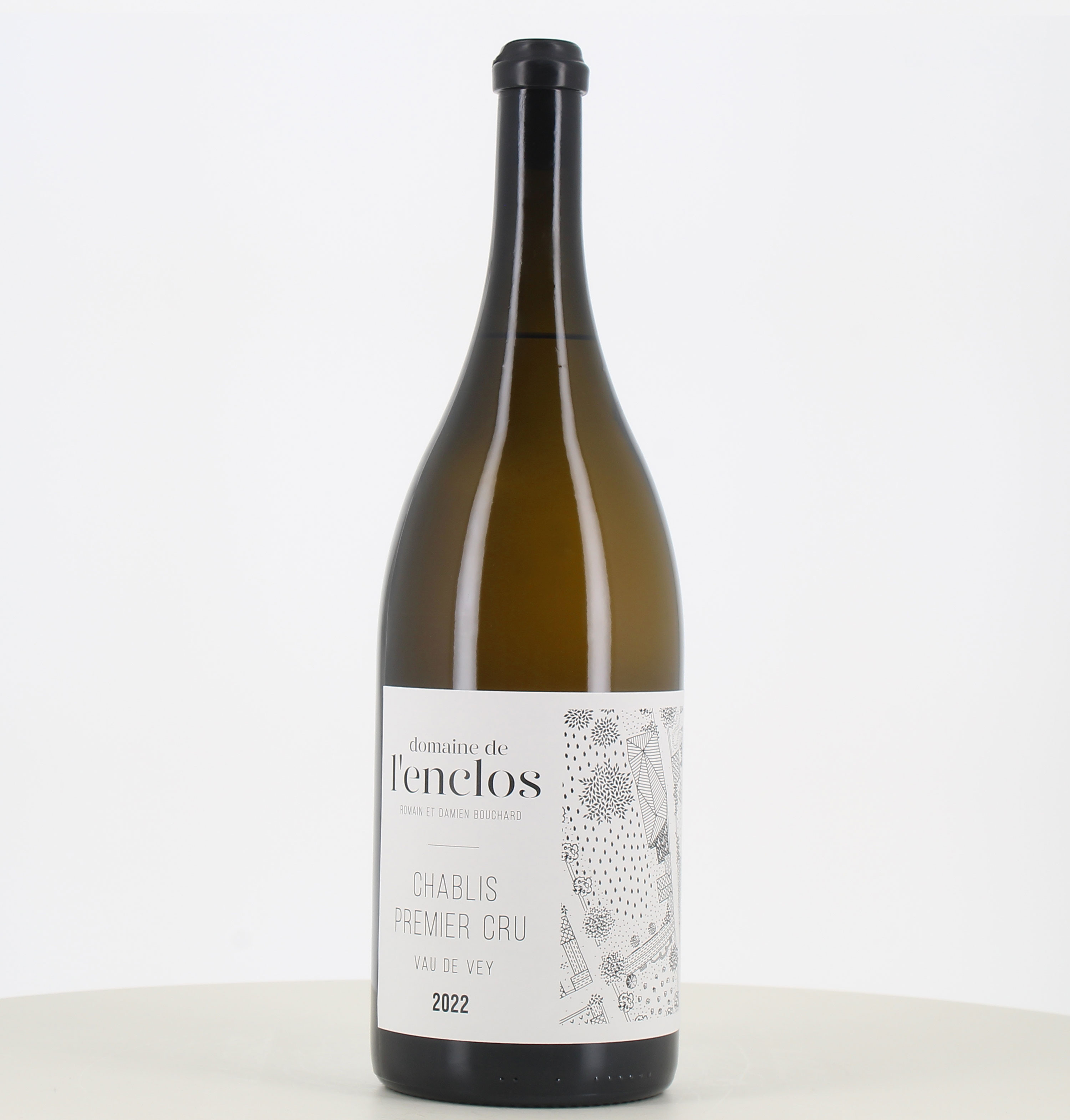 Jeroboam di vino bianco Chablis 1er cru Vau Vey del Domaine de L'Enclos 2022. 