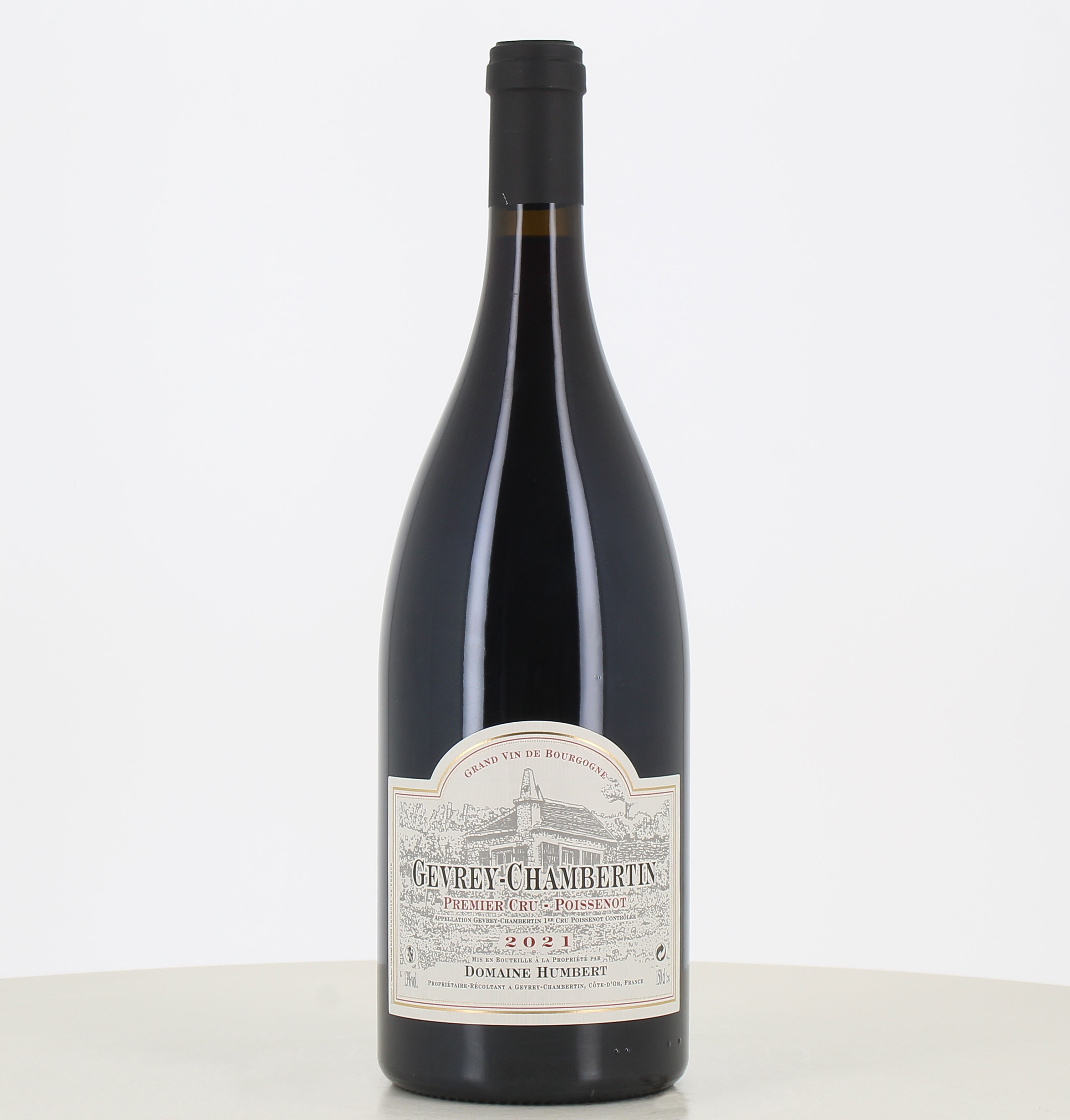 Magnum of red wine Gevrey Chambertin 1er cru Poissenot 2021 by Humbert Freres. Magnum of red wine Gevrey Chambertin 1er cru Poissenot 2021 by Humbert Freres.