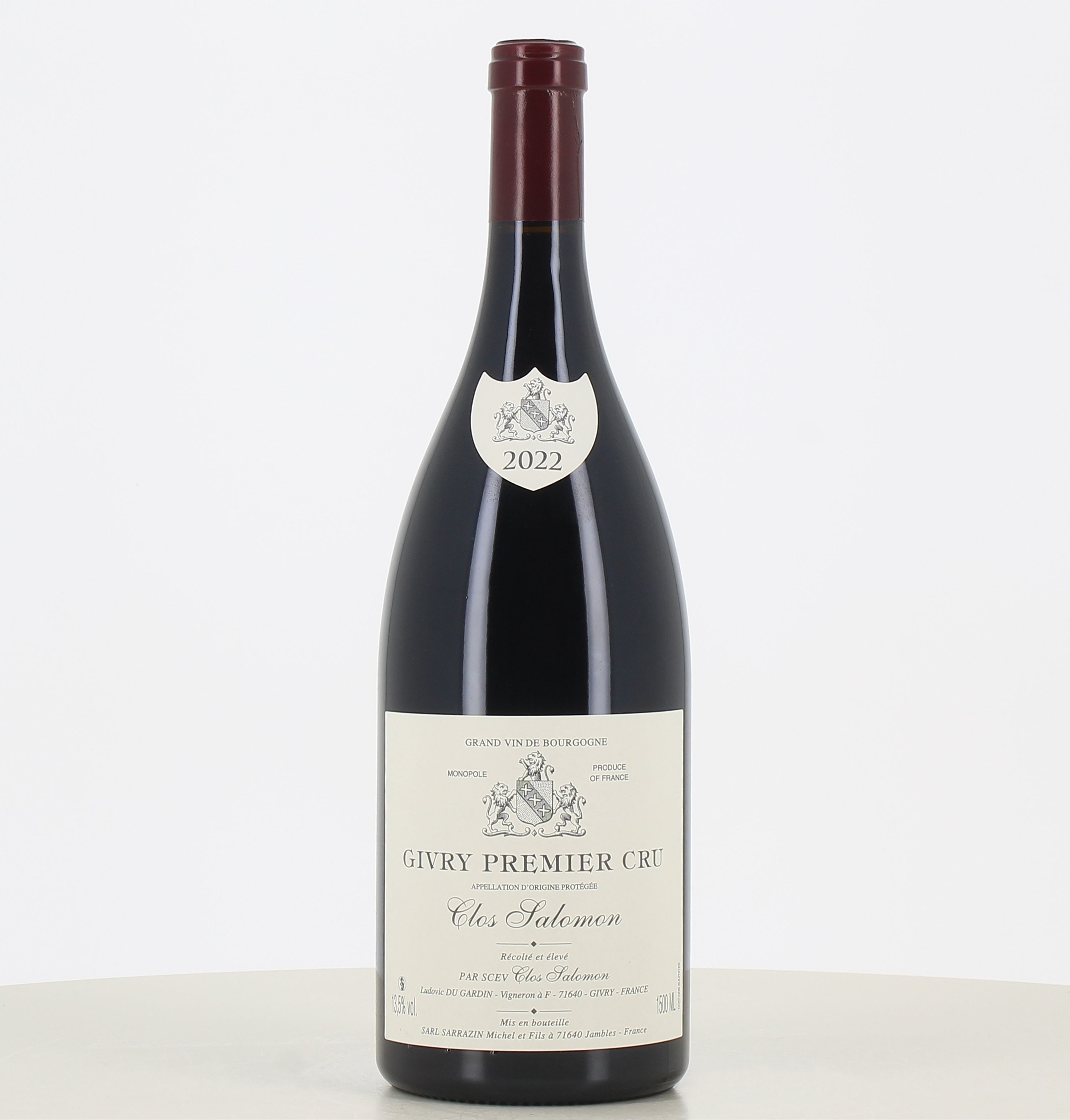 Magnum tinto Givry 1er cru Clos Salomon del domaine du Clos Salomon 2022. 