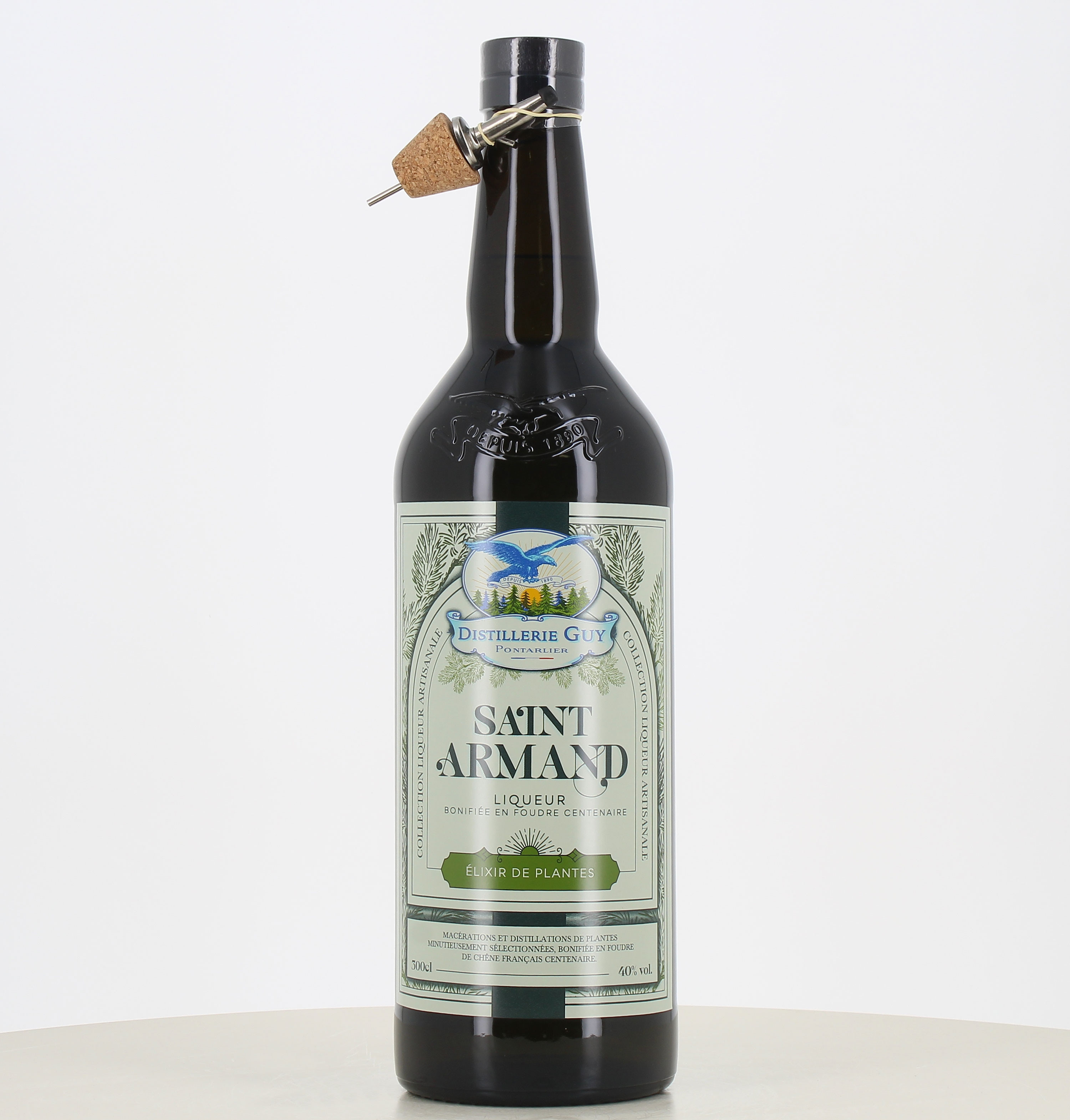 Jeroboam des Likörs Saint Armand Vert Destillerie Guy 